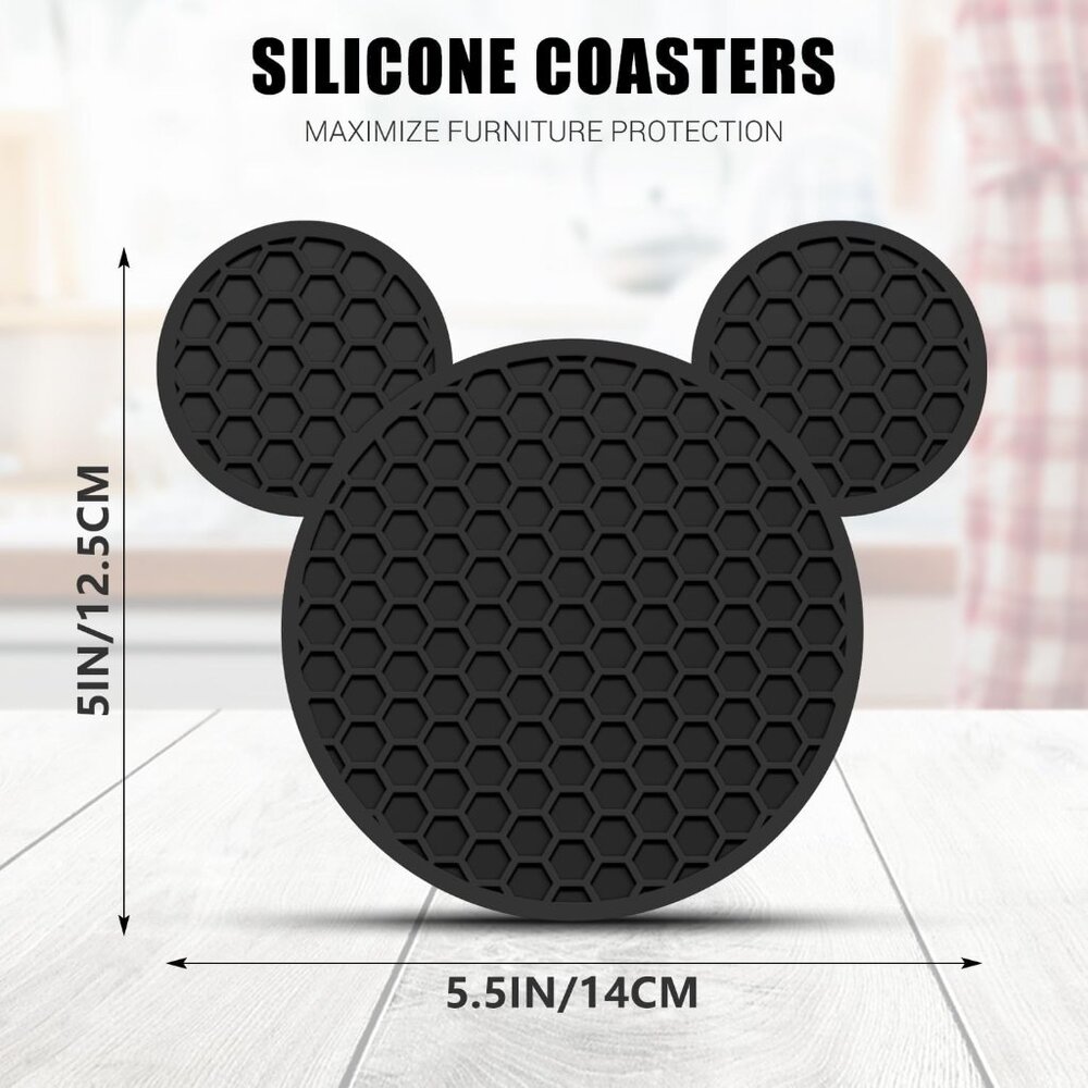 Mouse Ears Coasters Set‎ of 4 Silicone Cup Mats
